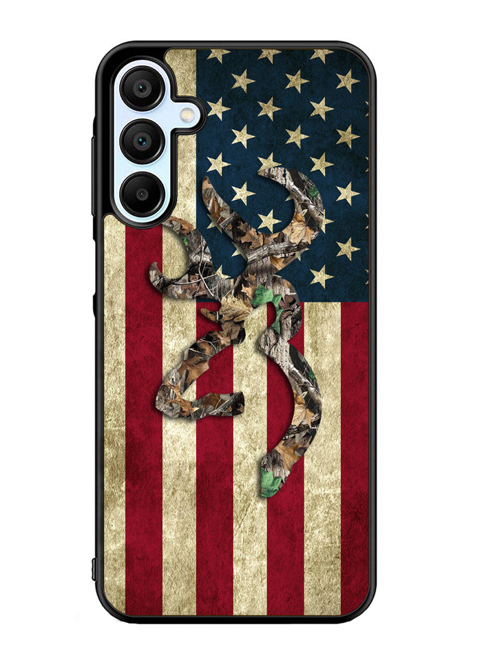 Browning Deer Real Tree Camo USA Flag Samsung Galaxy A15 5G Case
