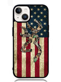Browning Deer Real Tree Camo USA Flag iPhone 14 Case