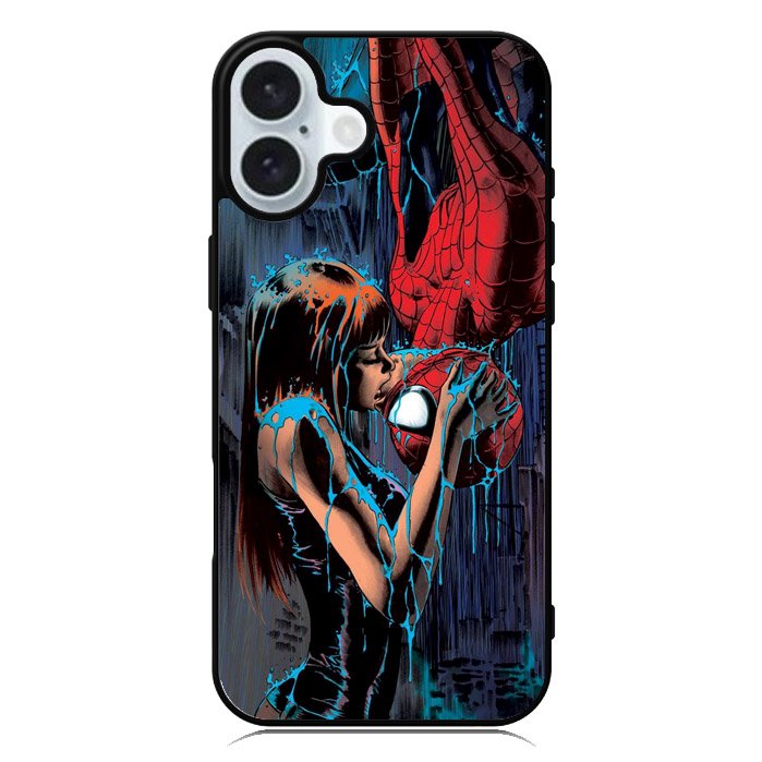 Spiderman Mary Jane Kissing iPhone 16 Case QC1356