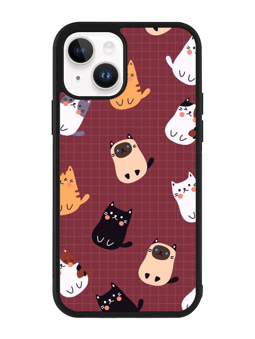 Cat Pattern Wallpaper iPhone 14 Plus Case QC1436