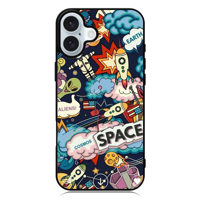 Space Sticker iPhone 16 Case QC9044