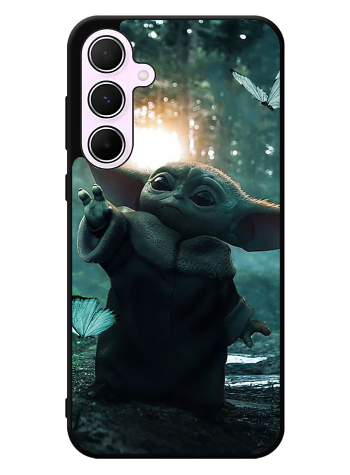 Baby Yoda In The Forest Love Butterfly Samsung Galaxy A35 5G Case