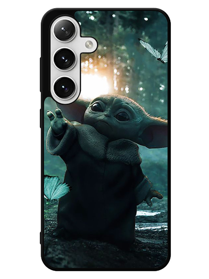 Baby Yoda In The Forest Love Butterfly Samsung Galaxy S24 5G Case