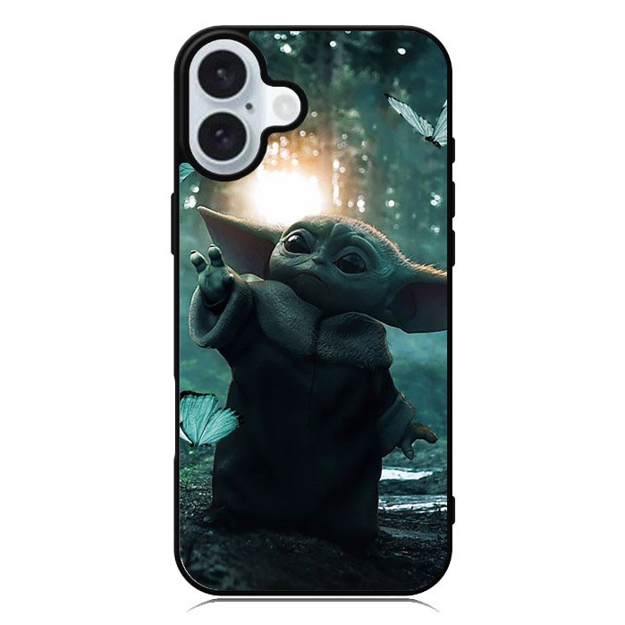 Baby Yoda In The Forest Love Butterfly iPhone 16 Plus Case