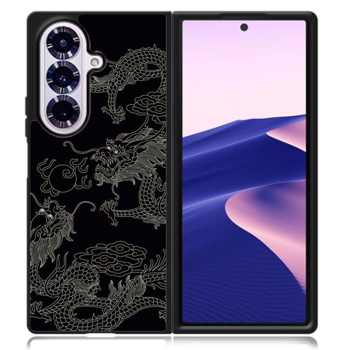 Dragon black and white Samsung Galaxy Z Fold 7 Case OV11078