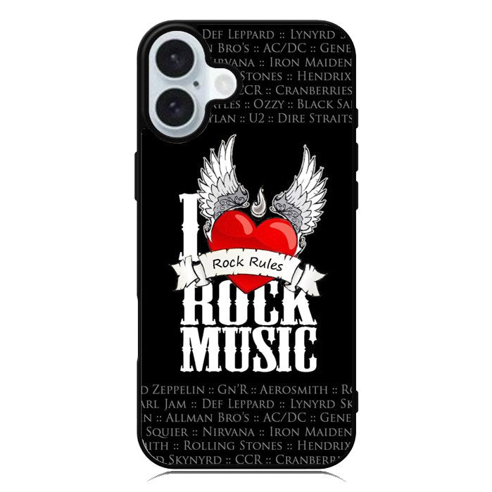 i love rock music iPhone 16 Case QC1558