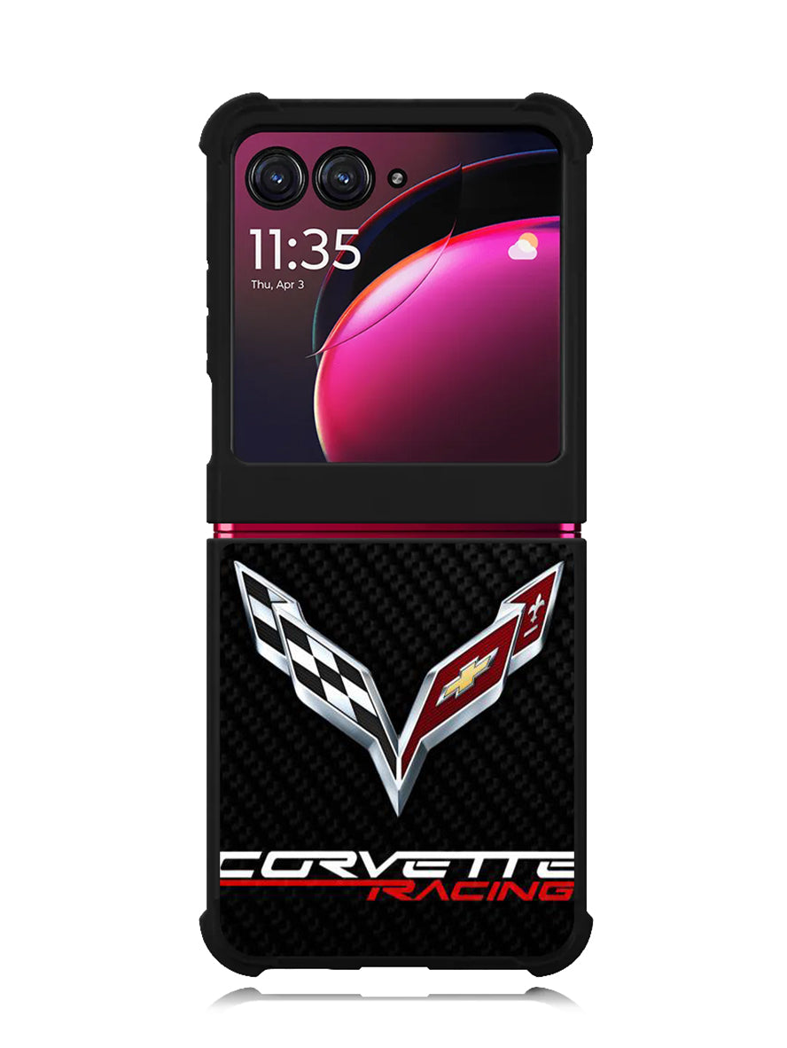 Corvette Logo Carbon 1st Motorola Moto Razr Plus 2023 , Moto Razr+ 2023 Case