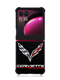 Corvette Logo Carbon 1st Motorola Moto Razr Plus 2023 , Moto Razr+ 2023 Case