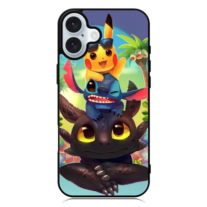 toothless and pikachu iPhone 16 Plus Case QC1723