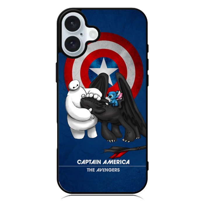 Stitch Baymax Toothless CAPTAIN AMERICA iPhone 16 Plus Case QC2340