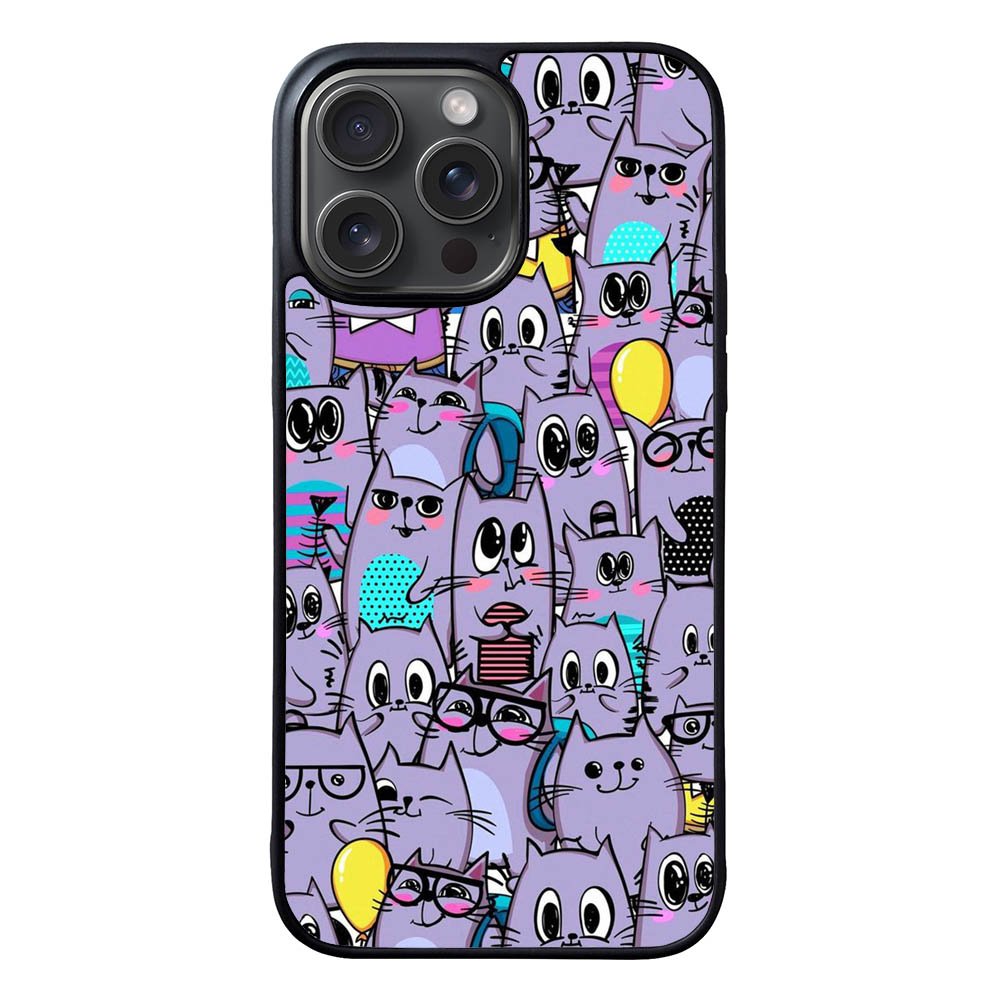Cat Purple Pattern FORL0064 iPhone 15 Pro Max Case