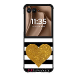 Stripes gold heart Motorola Moto RAZR Plus 2025 Case OV2313