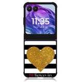 Stripes gold heart Motorola Moto Razr Plus 2024 , Moto Razr+ 2024 Case OV2313