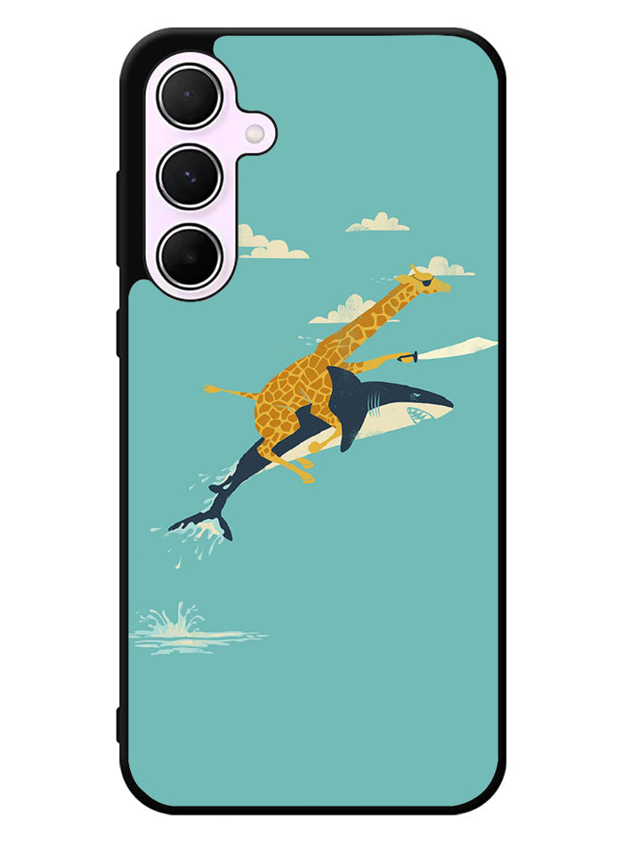 Black Friday offer Giraffe Riding Shark Samsung Galaxy A35 5G Case