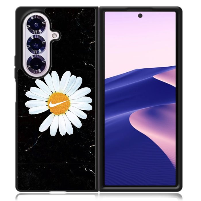 Black Marble Daisy Samsung Galaxy Z Fold 7 Case OV10653