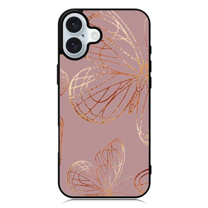 Butterfly Rose Gold iPhone 16 Case QC10341