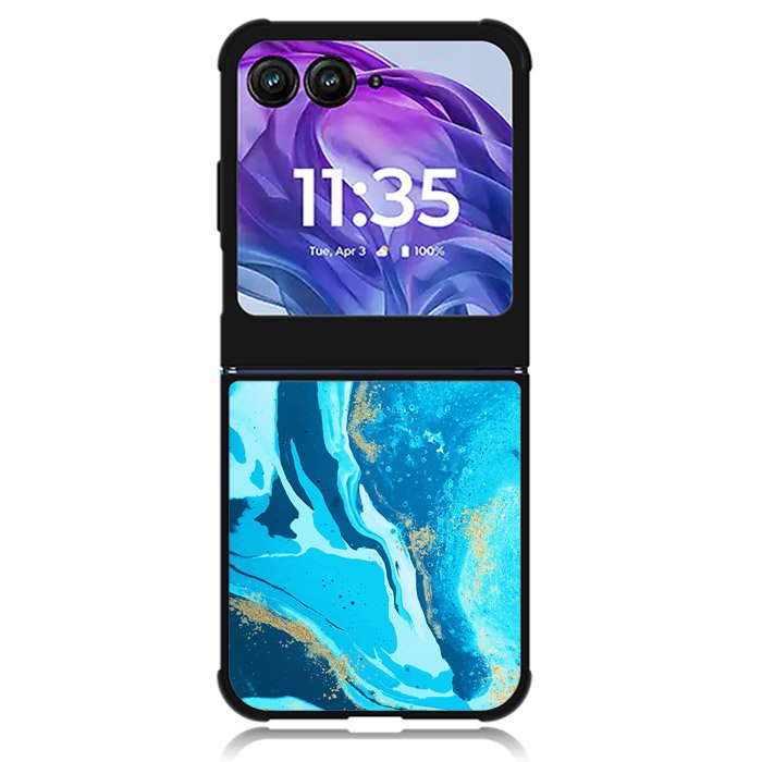 Marble Pattern Blue Motorola Moto Razr Plus 2024 , Moto Razr+ 2024 Case OV3394