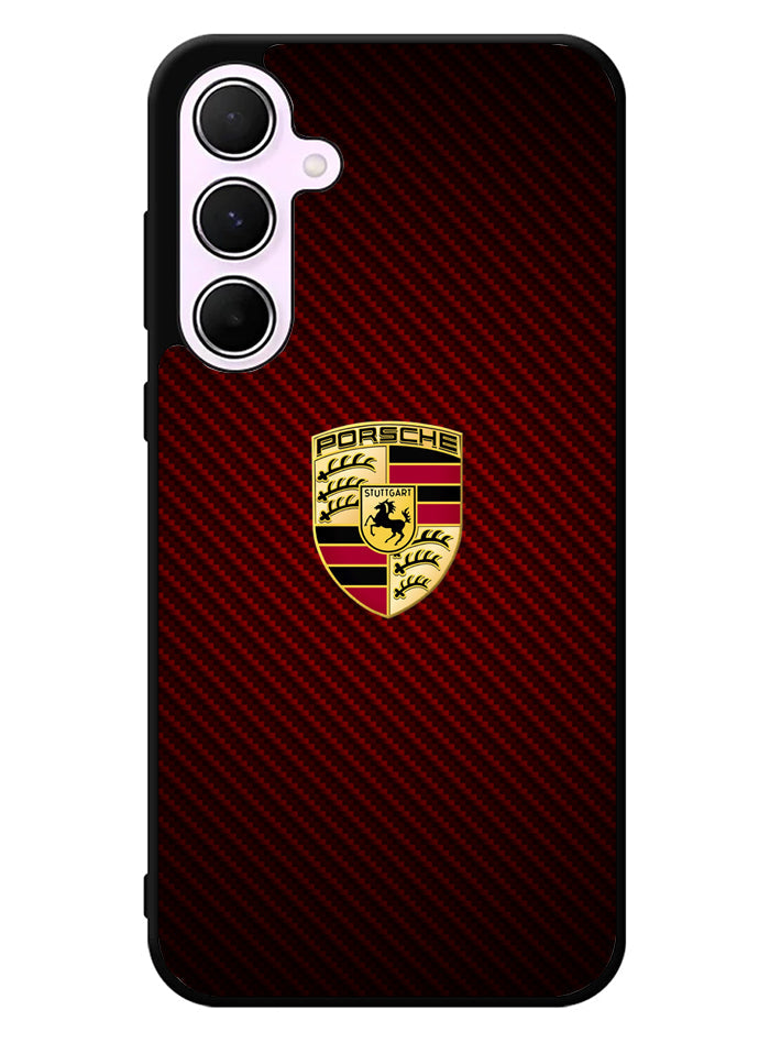 Porsche Logo Carbon Red Samsung Galaxy A55 5G Case