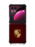 Porsche Logo Carbon Red Motorola Moto Razr Plus 2023 , Moto Razr+ 2023 Case
