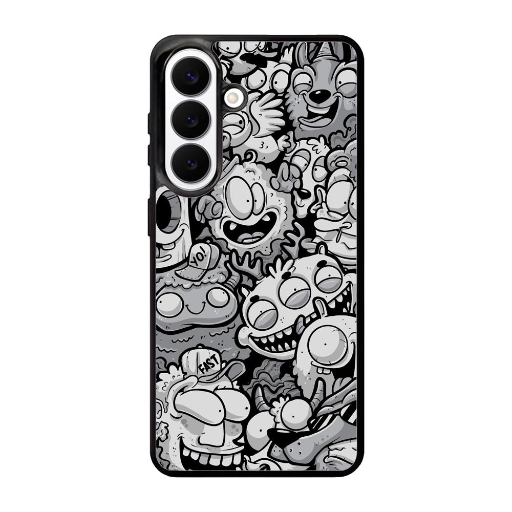 Black Doodle Samsung Galaxy S26 Case OV9476