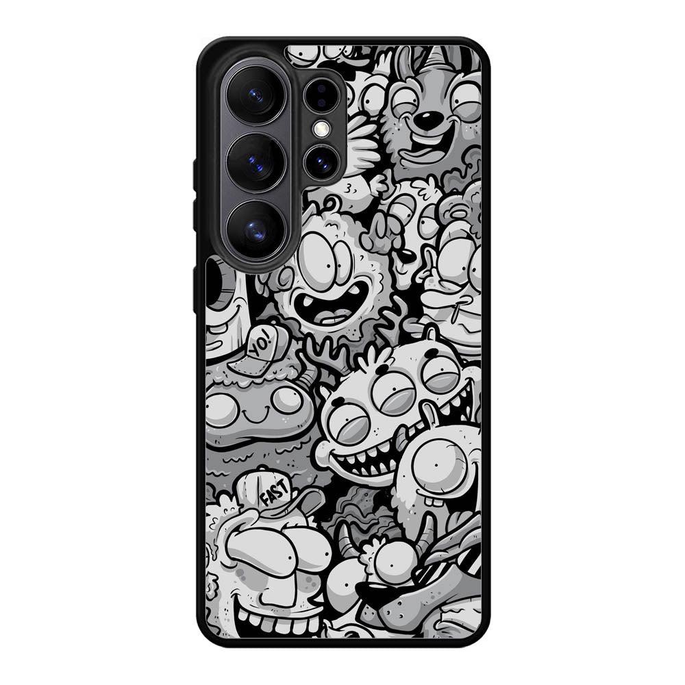 Black Doodle Samsung Galaxy S26 Ultra Case OV9476