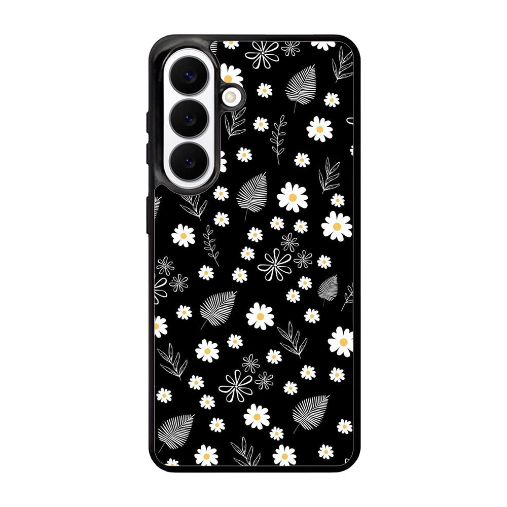 Floral Flower Black White Samsung Galaxy S26 Case OV11088