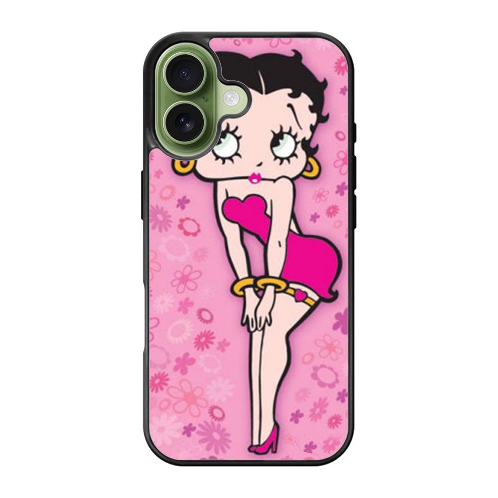 Betty Boop Pink Background flowers iPhone 17 Case