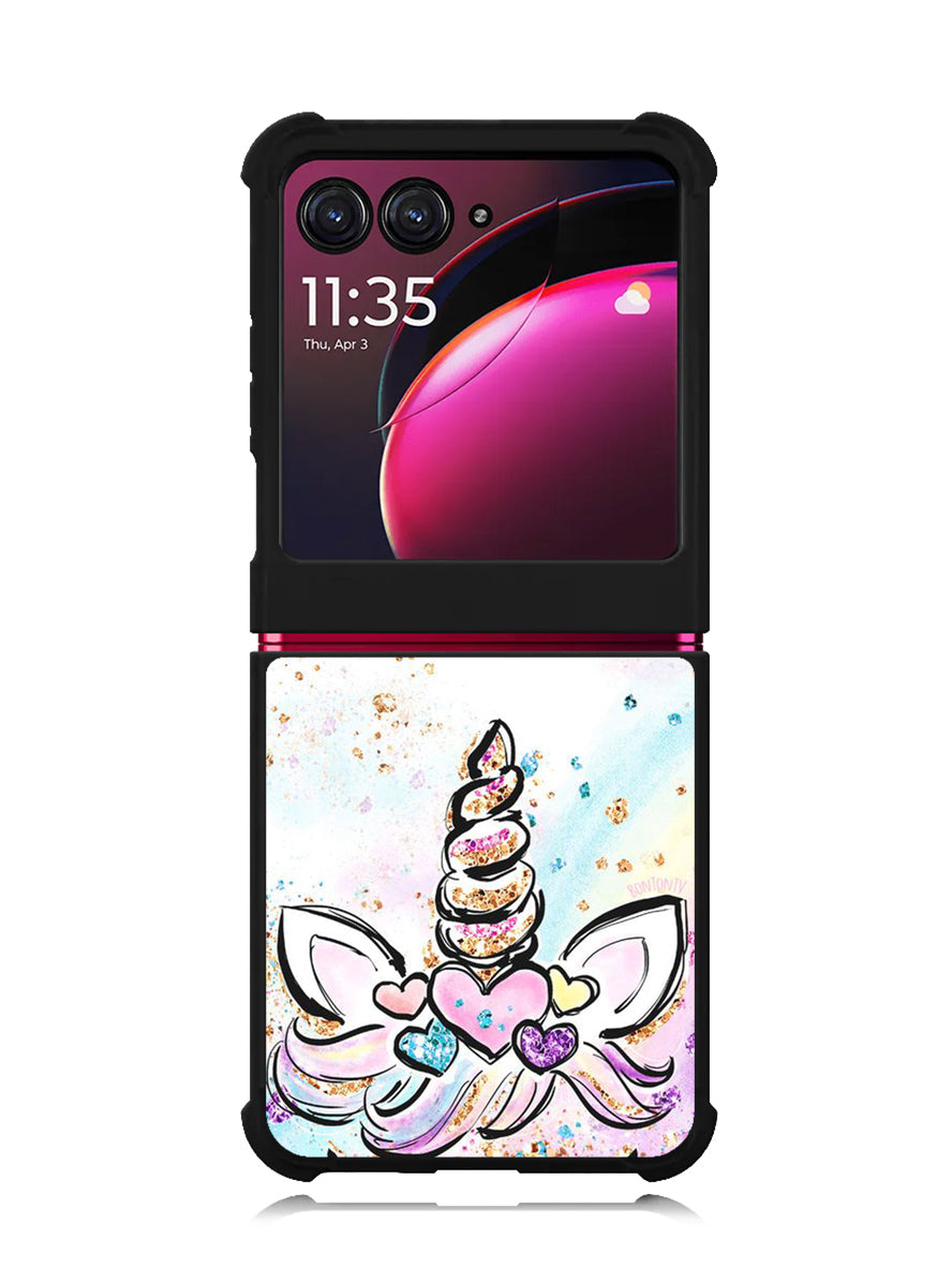 Cute Unicorn Sparkling Motorola Moto Razr Plus 2023 , Moto Razr+ 2023 Case