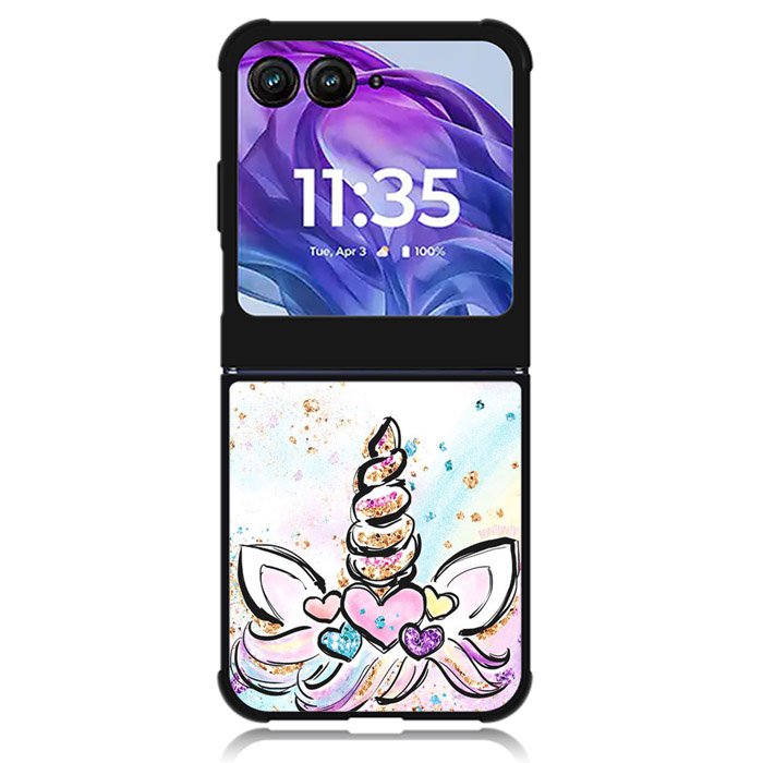 Cute Unicorn Sparkling Motorola Moto Razr Plus 2024 , Moto Razr+ 2024 Case
