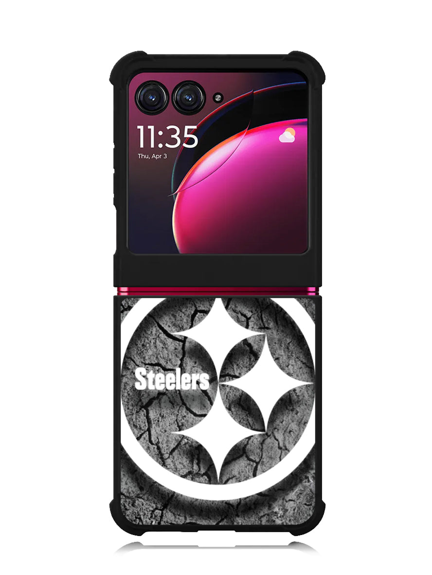 Steelers black and white Motorola Moto Razr Plus 2023 , Moto Razr+ 2023 Case OV6899