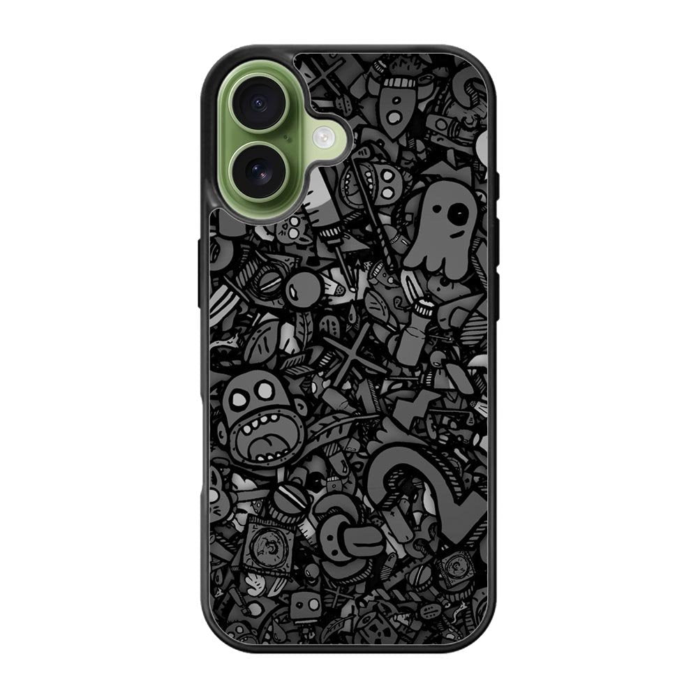 Doodle Grey Cool iPhone 17 Case OV7100