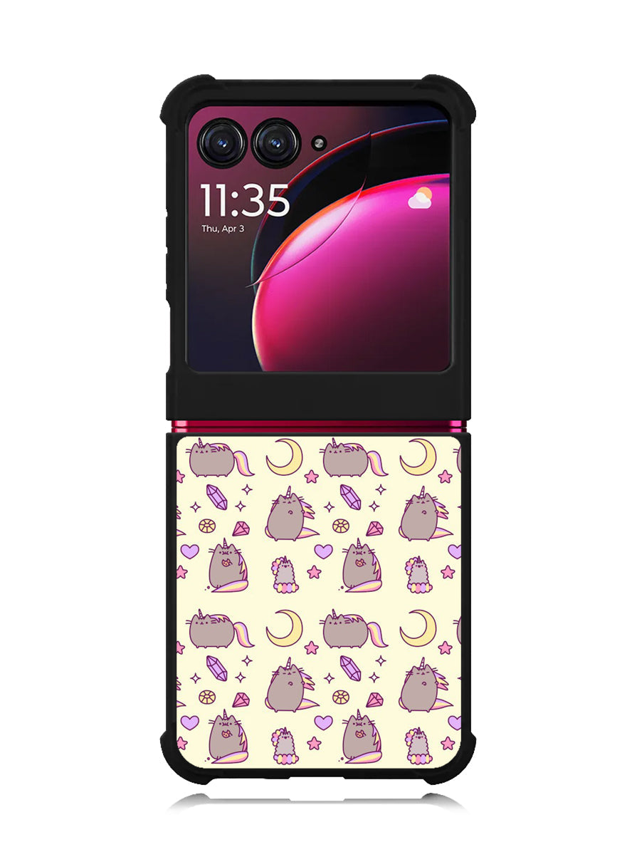 Pusheen The Cat Moon Pattern Motorola Moto Razr Plus 2023 , Moto Razr+ 2023 Case OV6948