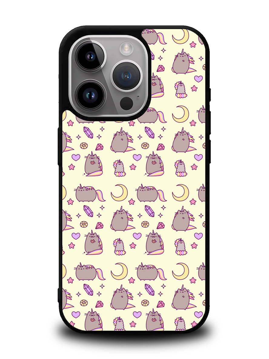 Pusheen The Cat Moon Pattern iPhone 16 Pro Case OV6948