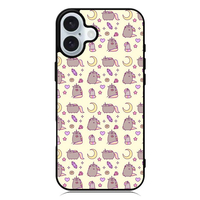 Pusheen The Cat Moon Pattern iPhone 16 Case QC6948