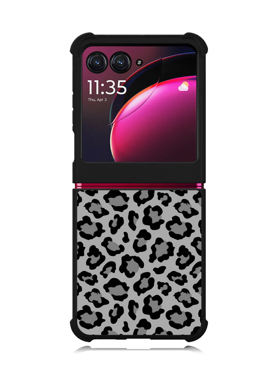 Leopard Grey Pattern Motorola Moto Razr Plus 2023 , Moto Razr+ 2023 Case