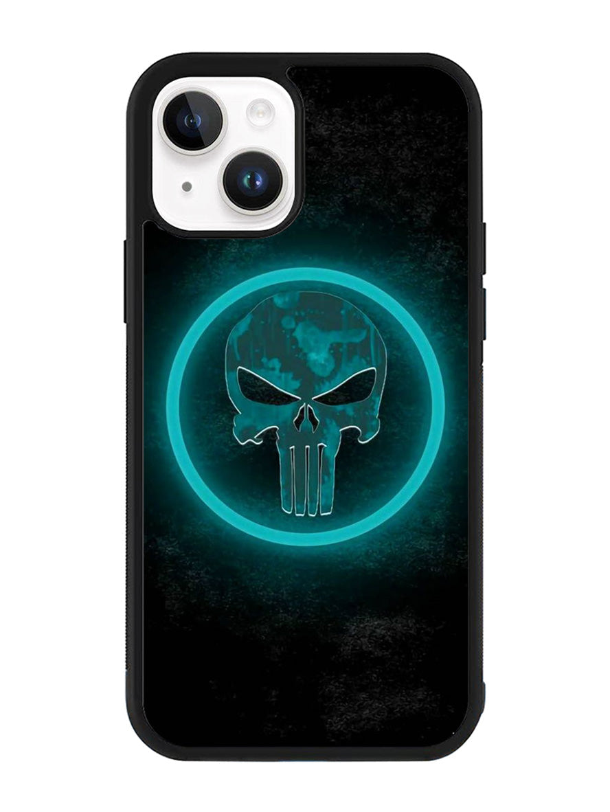Punisher Blue Glow iPhone 14 Plus Case QC9917