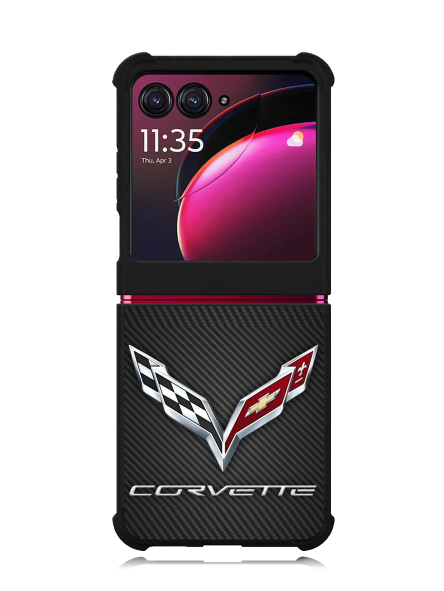 Corvette Logo Carbon 2nd Motorola Moto Razr Plus 2023 , Moto Razr+ 2023 Case