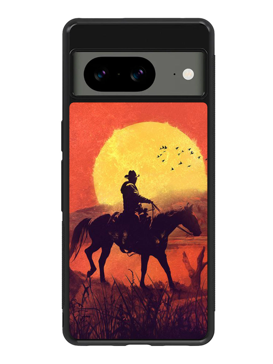 Red dead cowboy sunset Art Google Pixel 8 Case QC10805