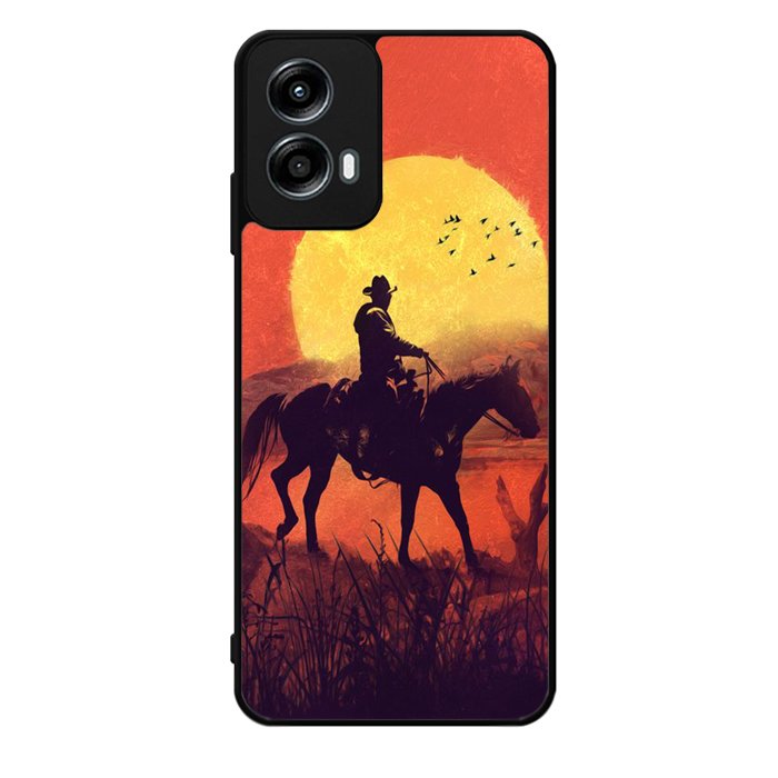 Red dead cowboy sunset Art Motorola Moto G Play 2024 Case OV10805
