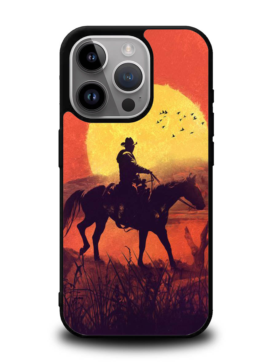 Red dead cowboy sunset Art iPhone 16 Pro Case OV10805