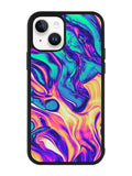 Swirl Paint Blue and Yellow iPhone 14 Plus Case QC10837