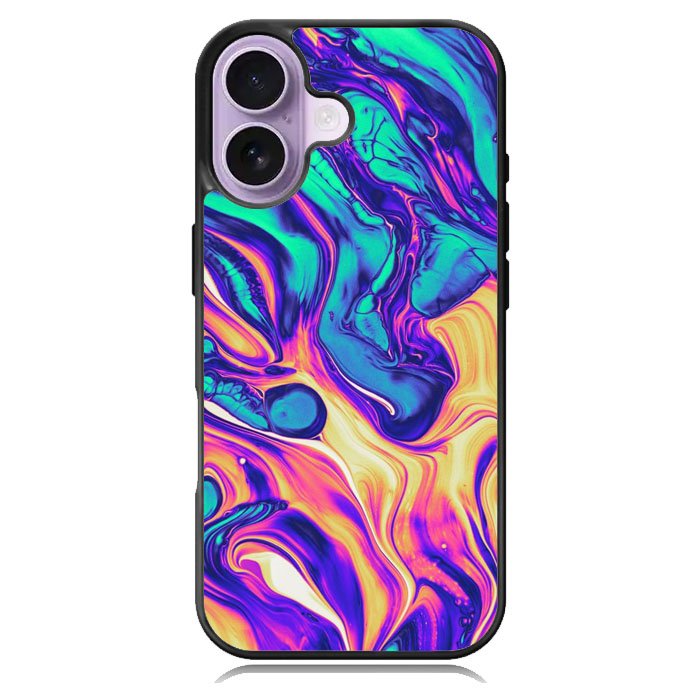 Swirl Paint Blue and Yellow iPhone 17 Case OV10837