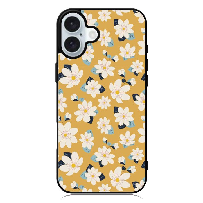 Cute white flowers seamless pattern iPhone 16 Plus Case QC10922