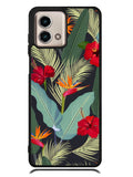 pattern tropical leaves with red hibiscus flower and bird of paradise Motorola Moto G Stylus 5G 2023 Case OV10790