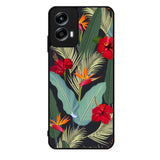 pattern tropical leaves with red hibiscus flower and bird of paradise Motorola Moto G Play 2024 Case OV10790