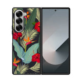 pattern tropical leaves with red hibiscus flower and bird of paradise Samsung Galaxy Z Fold 7 5G Case QC10790