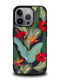 pattern tropical leaves with red hibiscus flower and bird of paradise iPhone 16 Pro Case OV10790