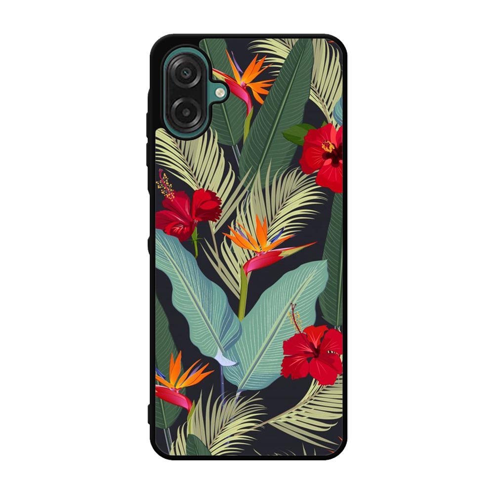 pattern tropical leaves with red hibiscus flower and bird of paradise Samsung Galaxy A07 Case QC10790