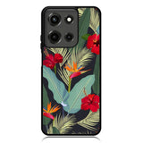 pattern tropical leaves with red hibiscus flower and bird of paradise Motorola Moto G 5G 2025 Case OV10790