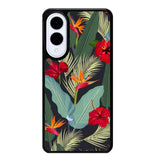 pattern tropical leaves with red hibiscus flower and bird of paradise Samsung Galaxy S25 Edge 5G Case OV10790